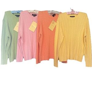 Lot Of 4 Denim & Company Women’s 1X Sweaters Cable Knit Round Neck Spring NEW